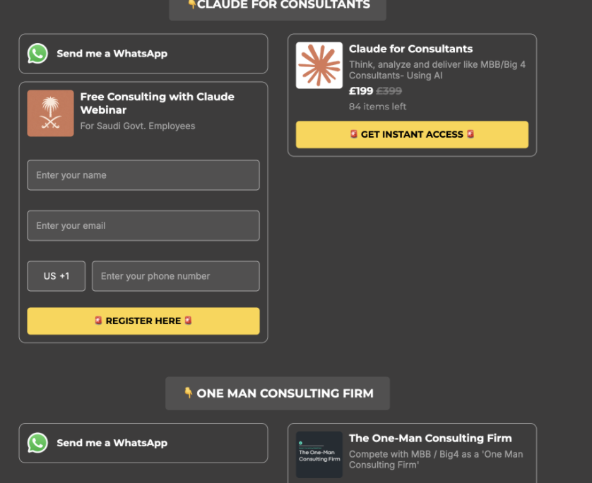 Another cluttered section of the old link-in-bio funnel.